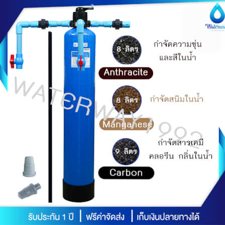 เครื่องกรองน้ำใช้ UNI PURE ขนาด 8 นิ้ว สูง 44 นิ้ว พร้อมหัววาล์วแบบคันโยก สีน้ำเงิน รุ่น T8X44B-COMGNANS_2